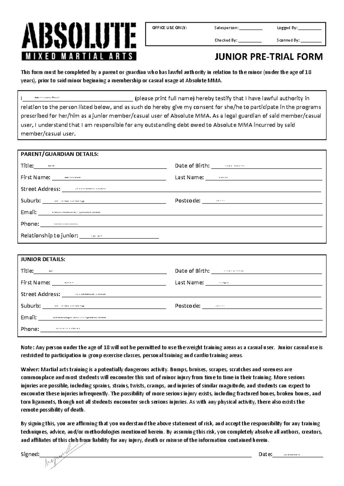 Parental-Consent-Form - JUNIOR PRE-TRIAL FORM This form must be ...