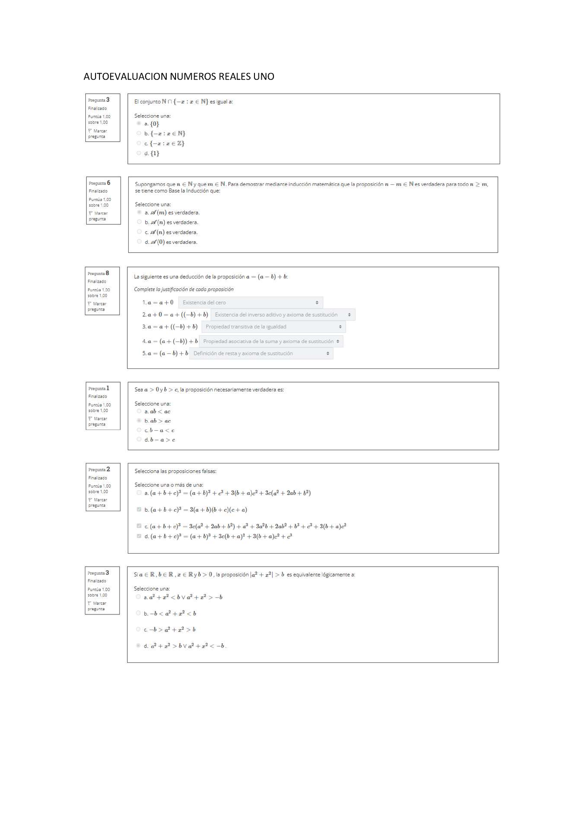 Autoevaluacion Numeros Reales UNO - Análisis Matemático ...