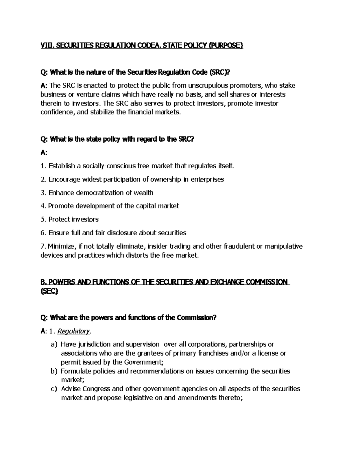 SecurityRegulationCode VIII. SECURITIES REGULATION CODEA. STATE