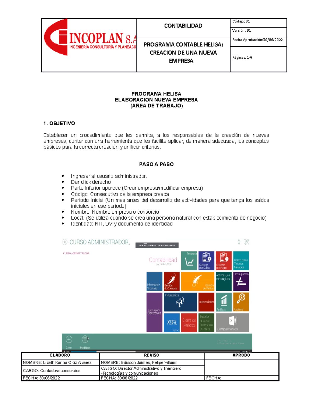 1. Creación Empresa en Helisa - CONTABILIDAD Versión: 01 PROGRAMA ...