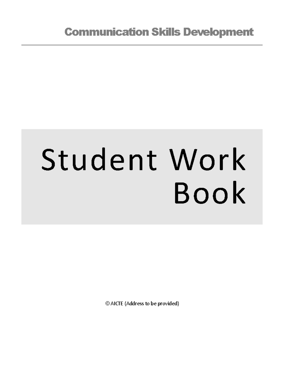 Communication Skills work book - Communication Skills Development ...