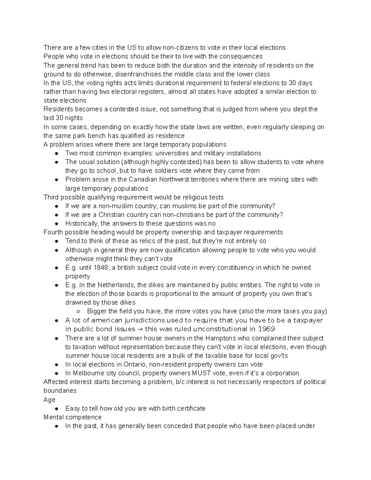 Notes on Voting - There are a few cities in the US to allow non ...