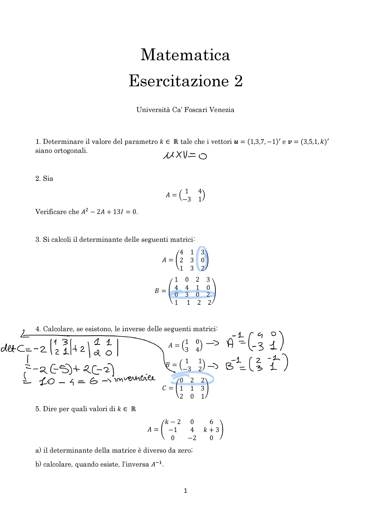 Es2 - Esercitazione - 1 Matematica Esercitazione 2 Università Ca ...