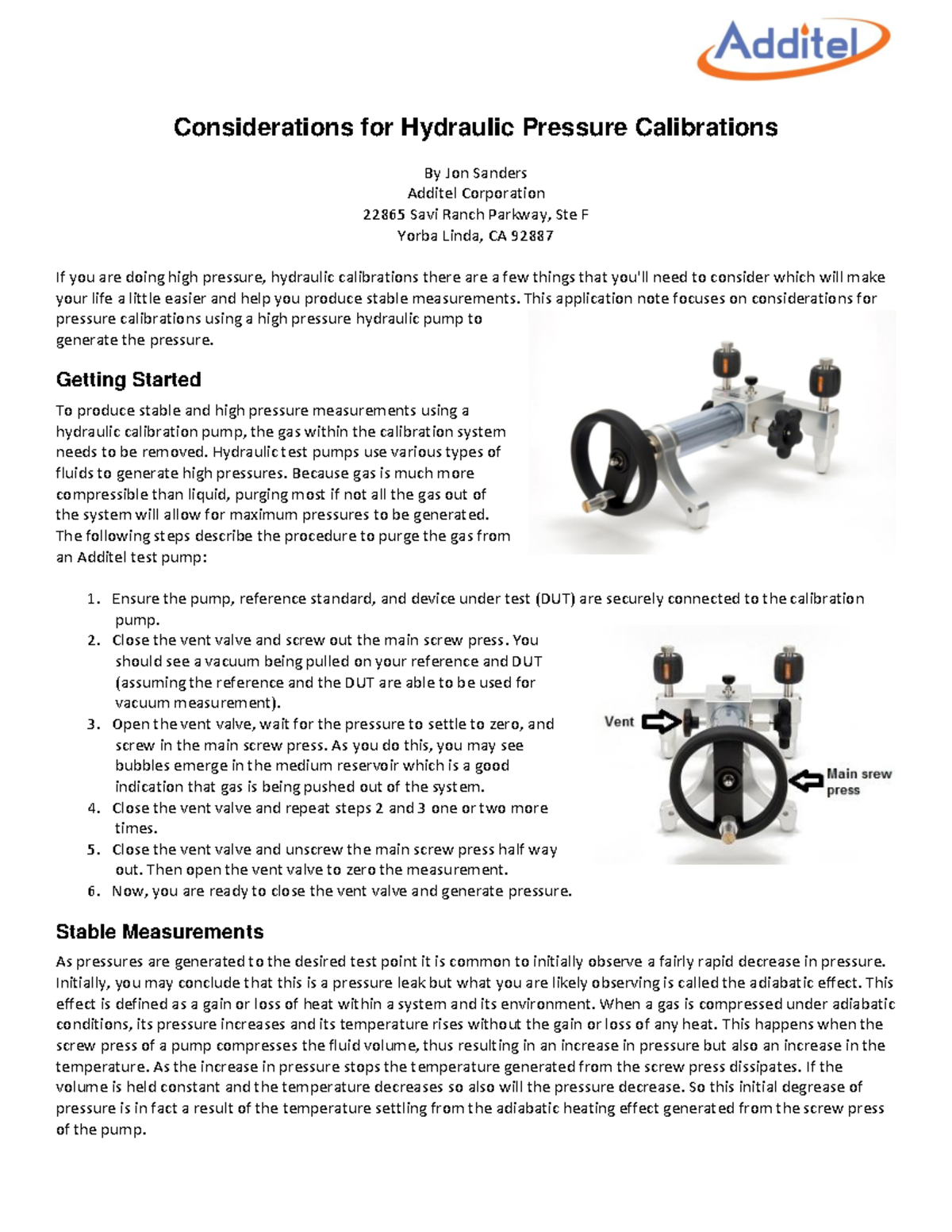 Hydraulic Calibration Considerations Considerations for Hydraulic