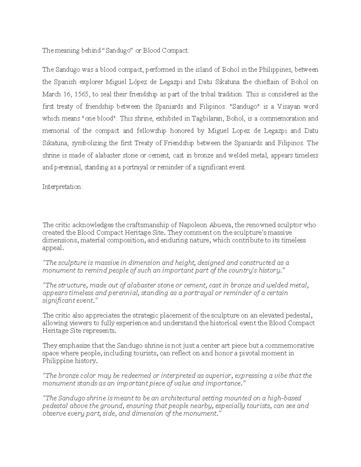 Sandugo - Summary bachelor of science in customs administration - The ...