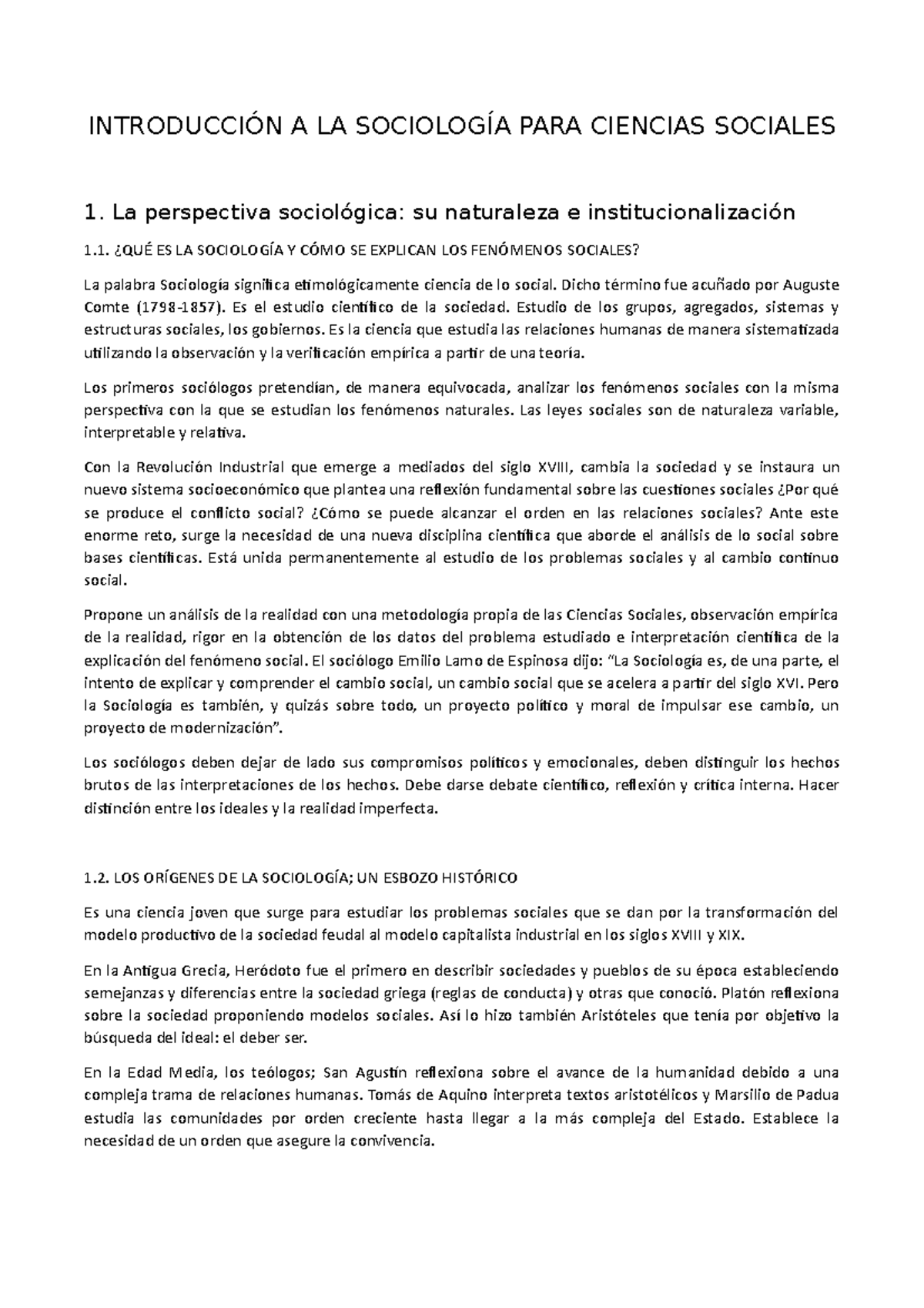 Introduccion A La Sociologia General