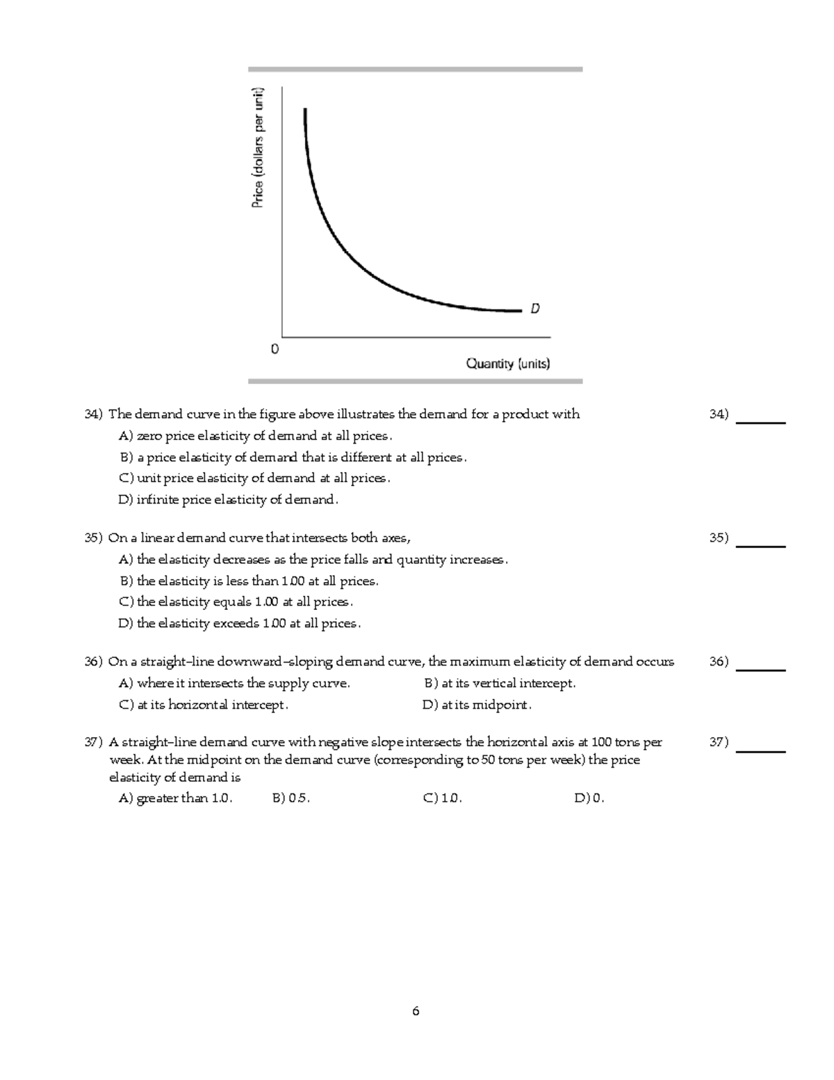 Economics part 5 The demand curve in the figure above illustrates the