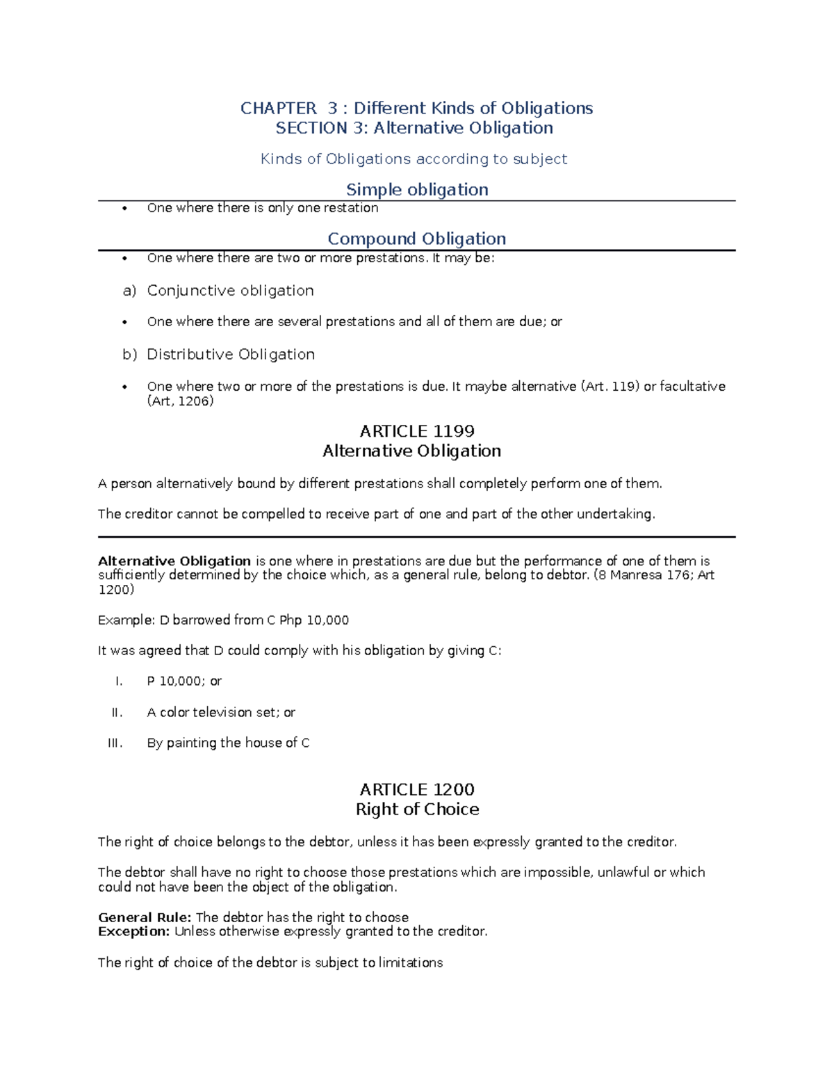 Chapter 1 - Tghbvdsfgv - CHAPTER 3 : Different Kinds Of Obligations ...