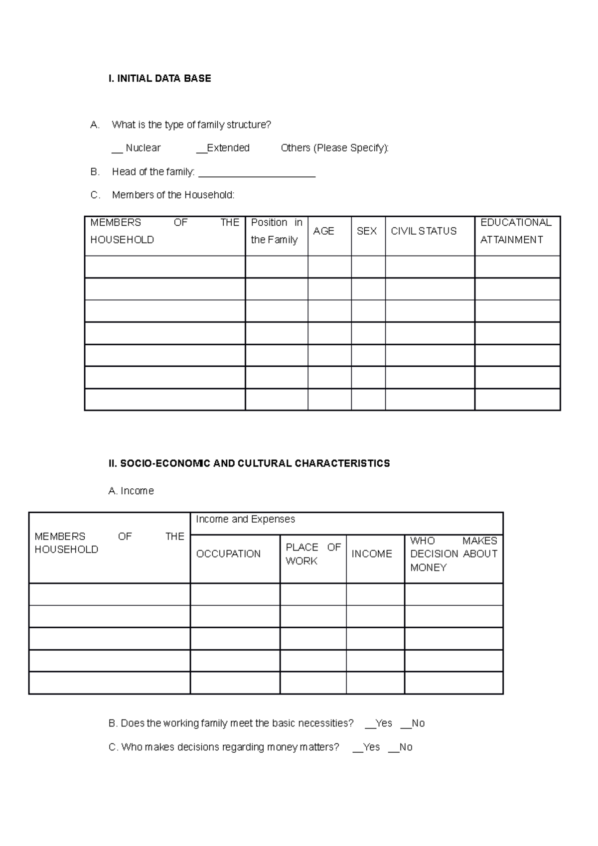 IDBupdated Initial database for CHN reference I. INITIAL DATA BASE