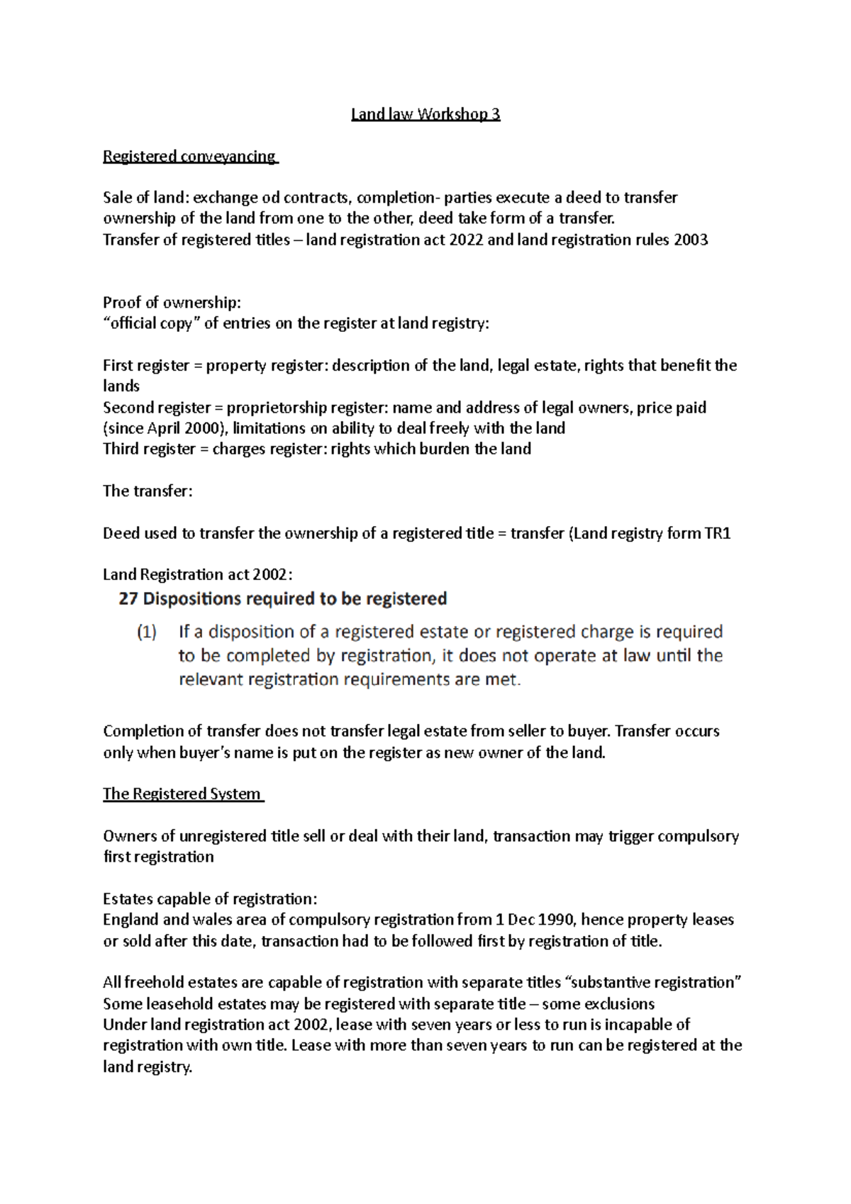 Land law 3 Coownership and the effect of severance Land