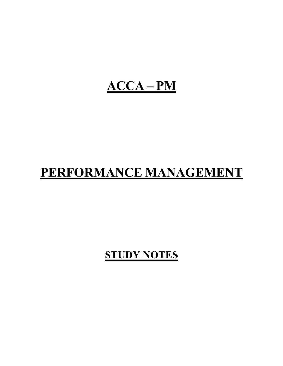 1.5Performance Management - ACCA – PM PERFORMANCE MANAGEMENT STUDY ...