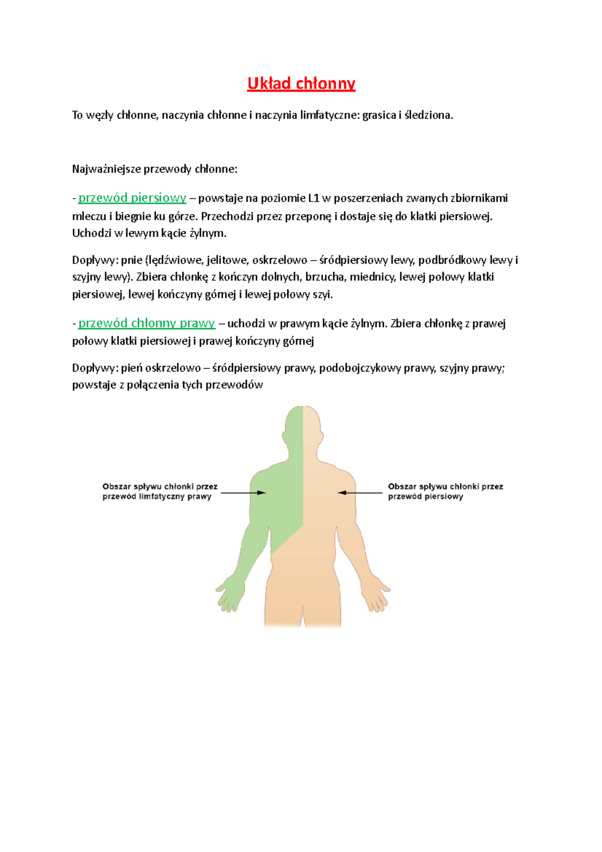 Układ chłonny Notatki z wykładu anatomia prawidłowa układ limfatyczny Układ chłonny To