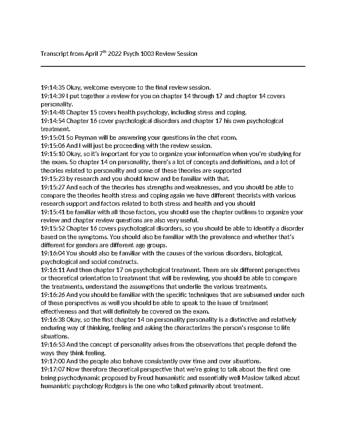 Chapters 14-17 Review- Transcript - Transcript from April 7th 2022 ...