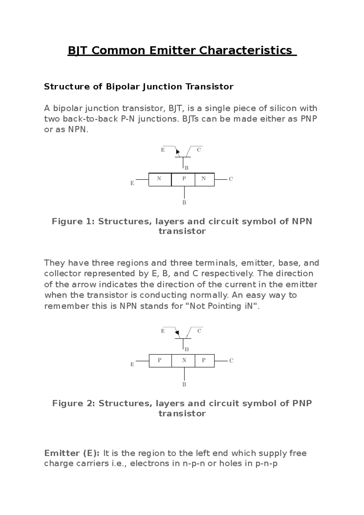 Fundamentals of Electronics Engineering Practical 5 BJT Common