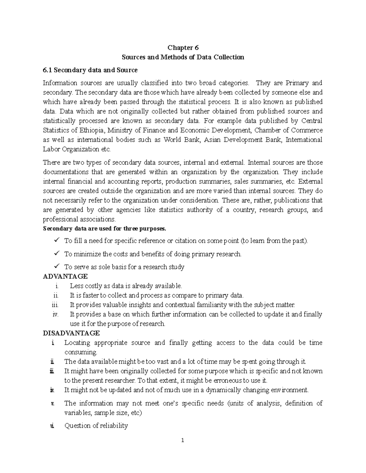 Chap 6 prnt - USE - Chapter 6 Sources and Methods of Data Collection 6 ...