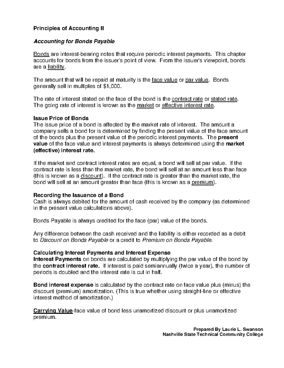 Accounting For Bonds Payable - Principles Of Accounting II Accounting ...