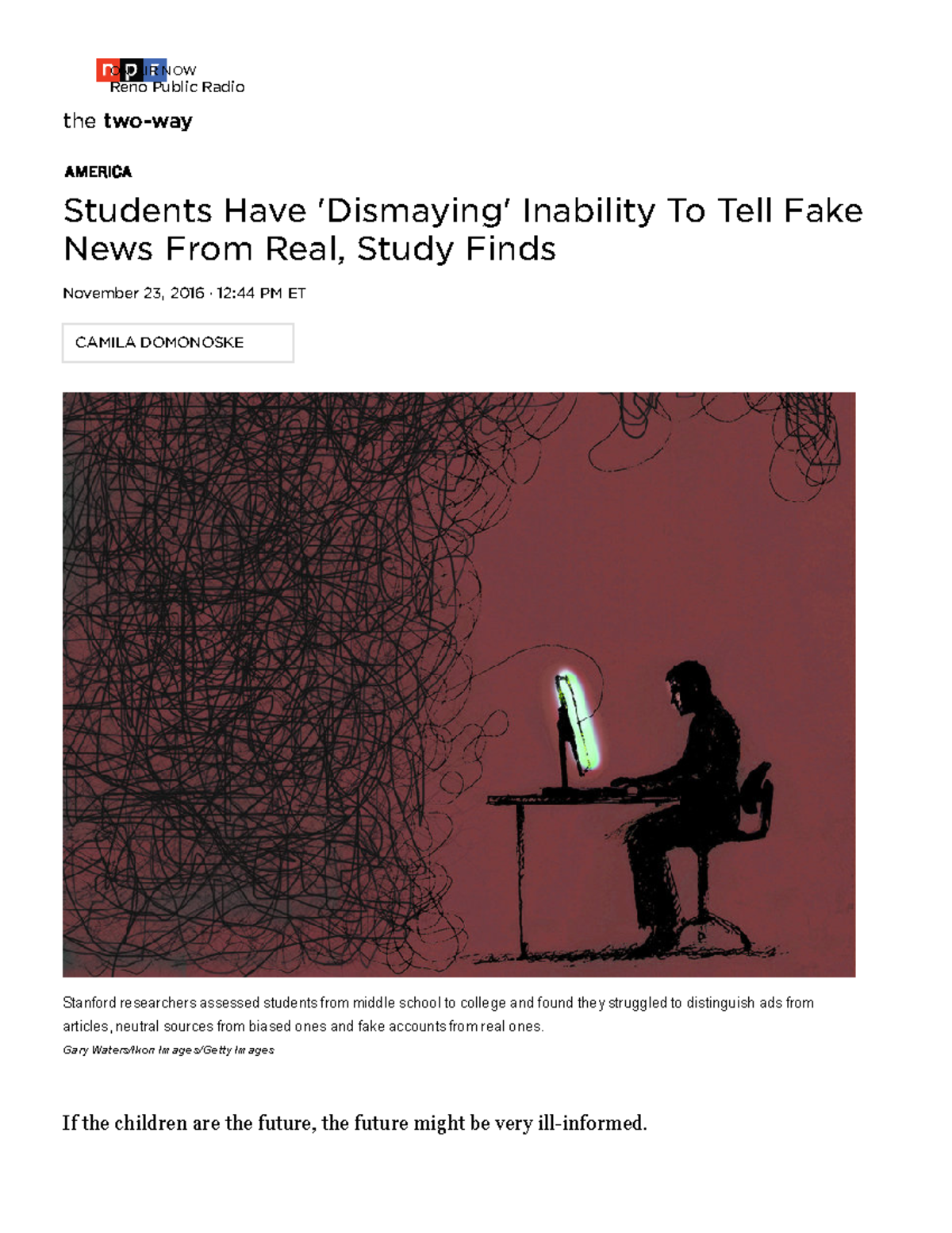 Can You Tell Fake News From Real? Study Finds Students Have 'Dismaying'  Inability : The Two-Way : NPR