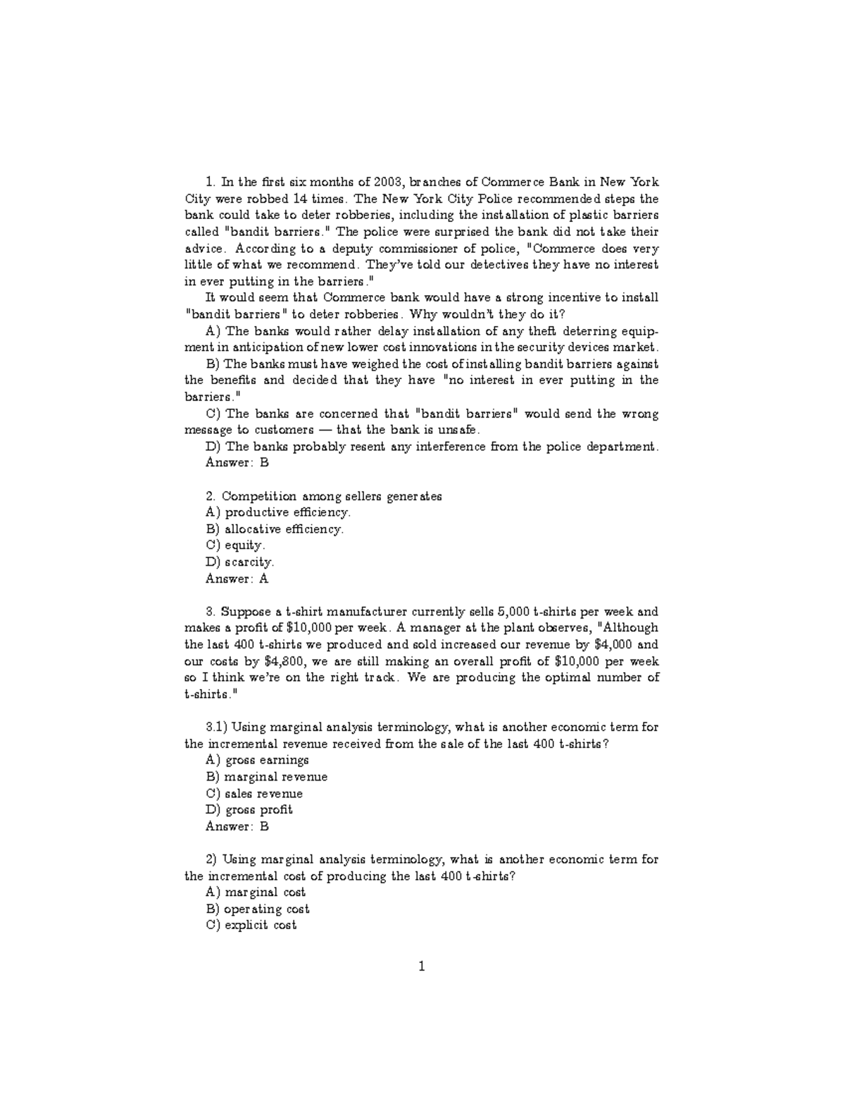 Practice exam for econ marco - In the Örst six months of 2003, branches ...