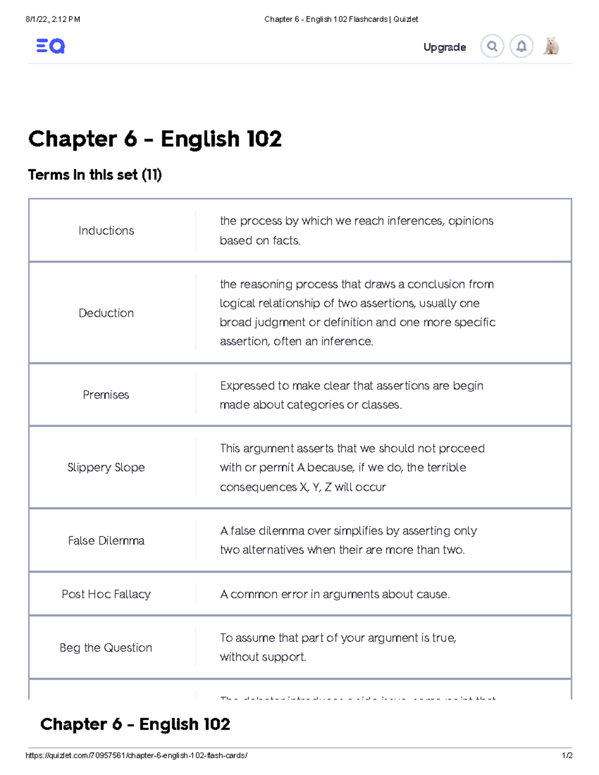 Chapter 6 - English 102 Flashcards Quizlet - 8/1/22, 2:12 PM Chapter 6 ...