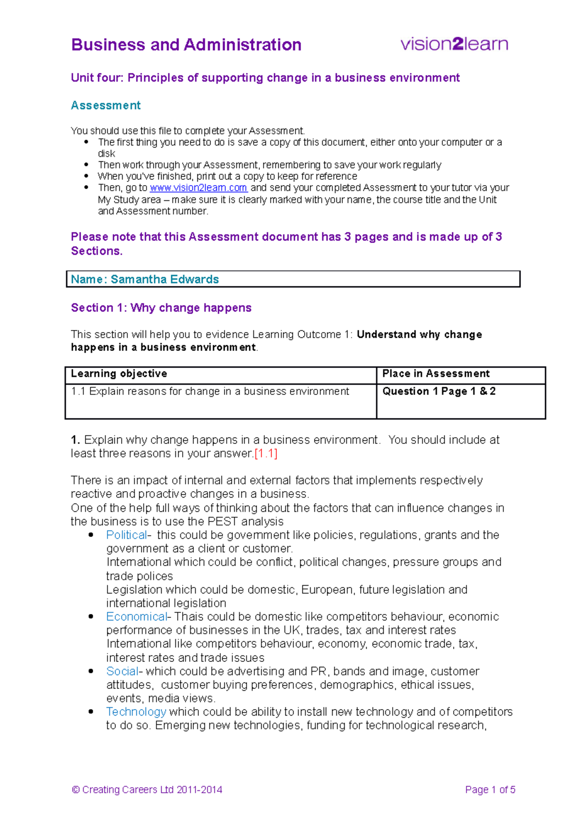 U4 assessment for Business and Administration - Unit four: Principles ...