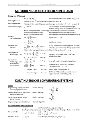 Formeln-tm3 - Zusammenfassung Technische Mechanik III - Prof. Dr ...