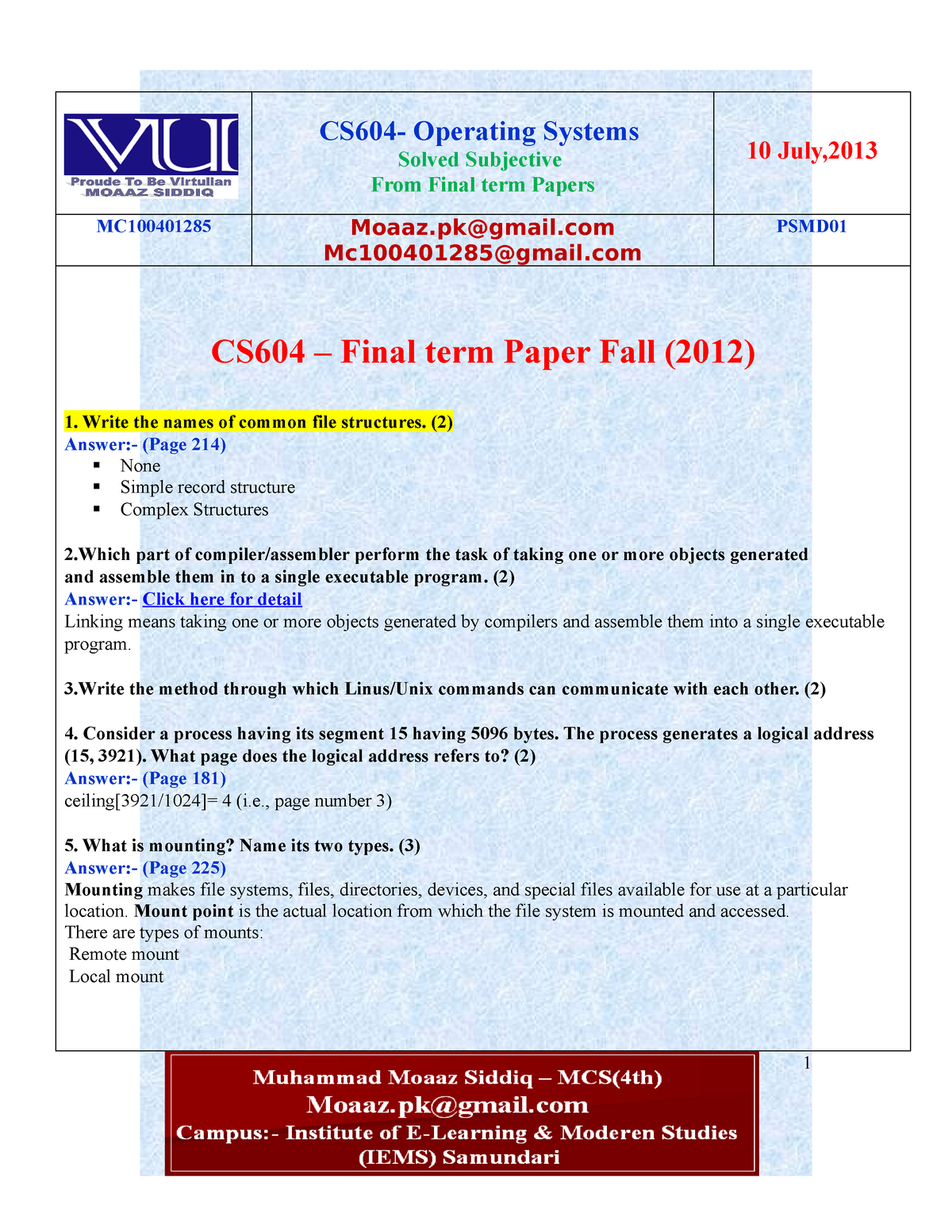 CS201-Finalterm-subjective-solved-by-moaaz.pdf - vuZs