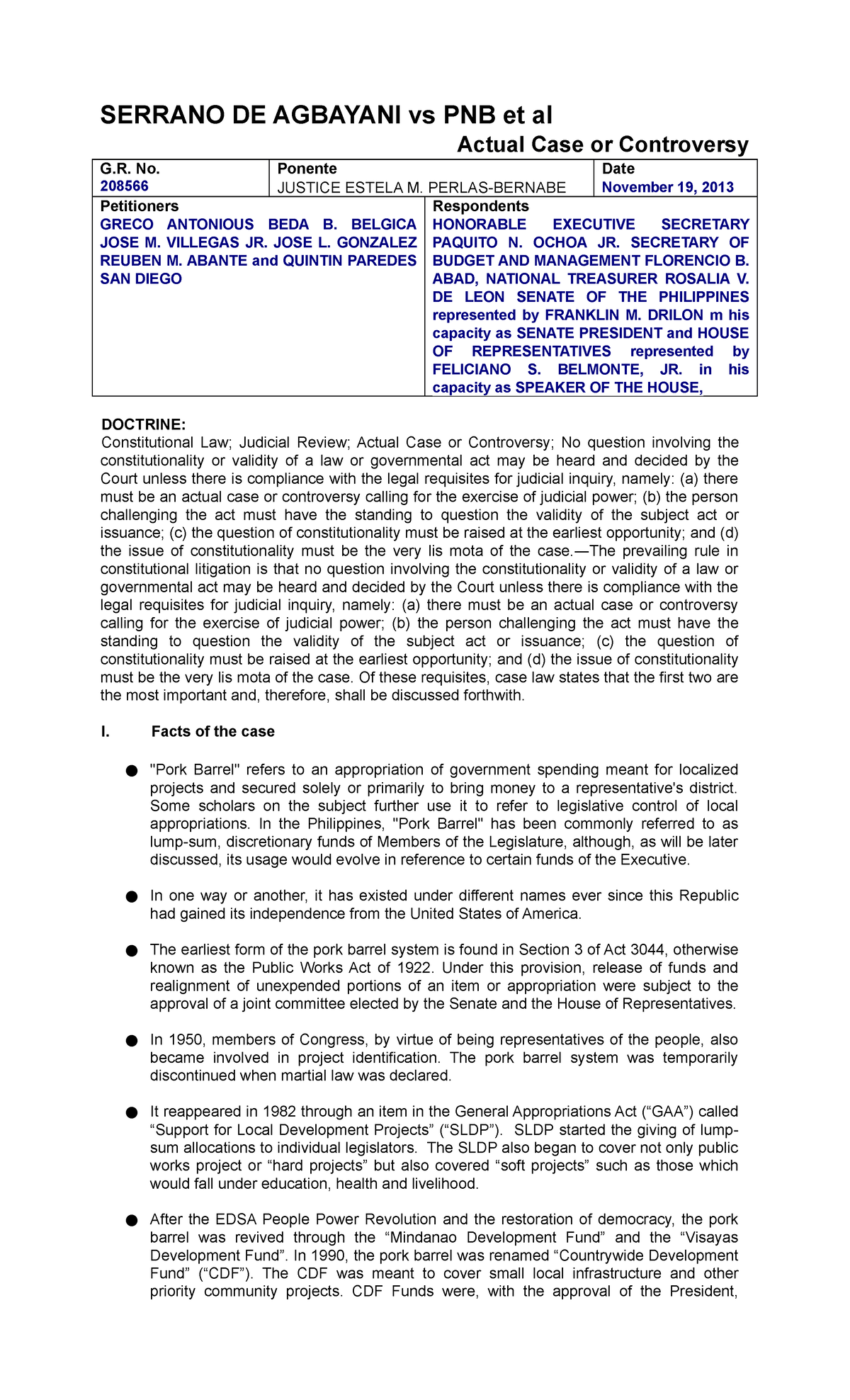 13. Belgica, Et Al. V. Exec. Sec. Paquito N. Ochoa, Et Al., G.R. No ...