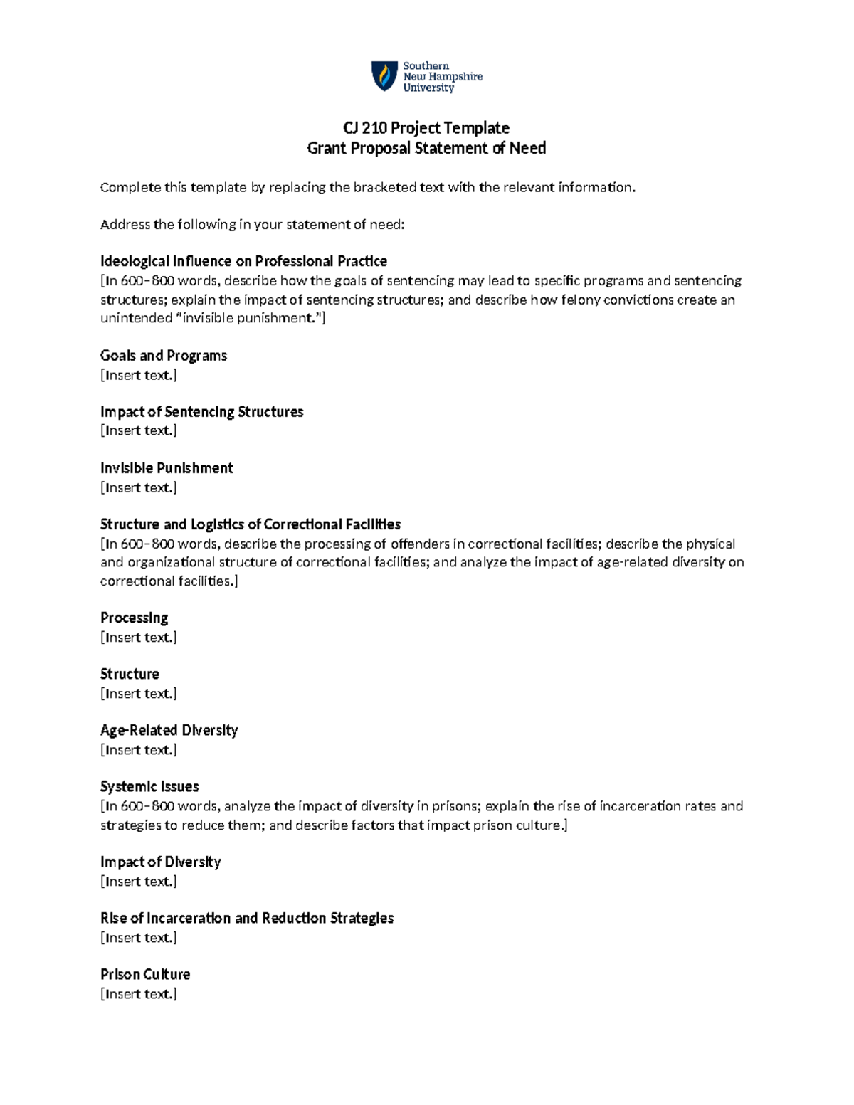 CJ 210 Project Template - CJ 210 Project Template Grant Proposal ...