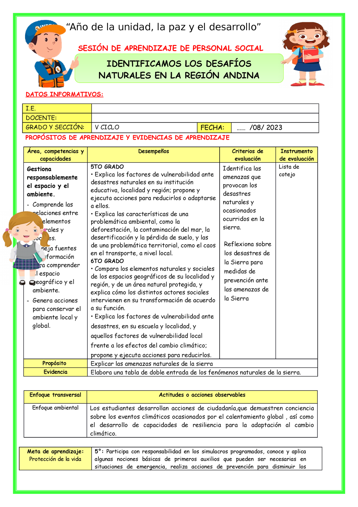 SES-JUEV-PS- Identificamos LOS Desafíos Naturales EN LA Región Andina ...