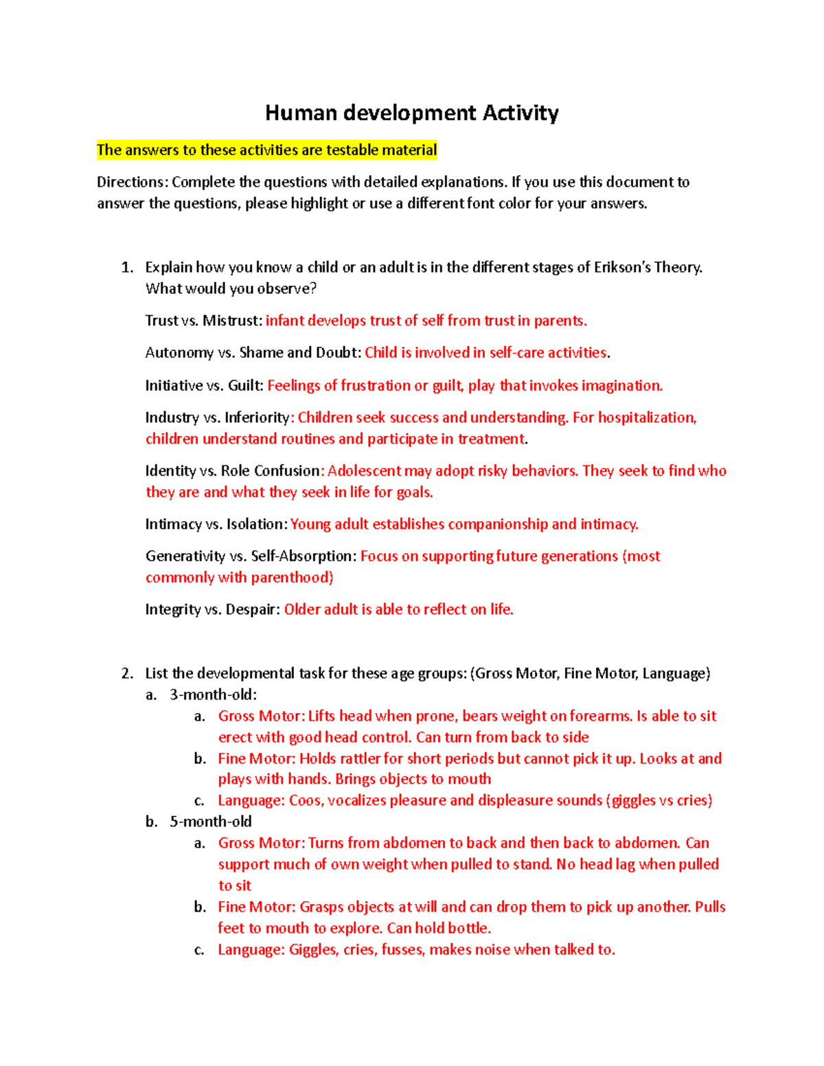 Human Development Activity NRS 102 - Human development Activity The ...