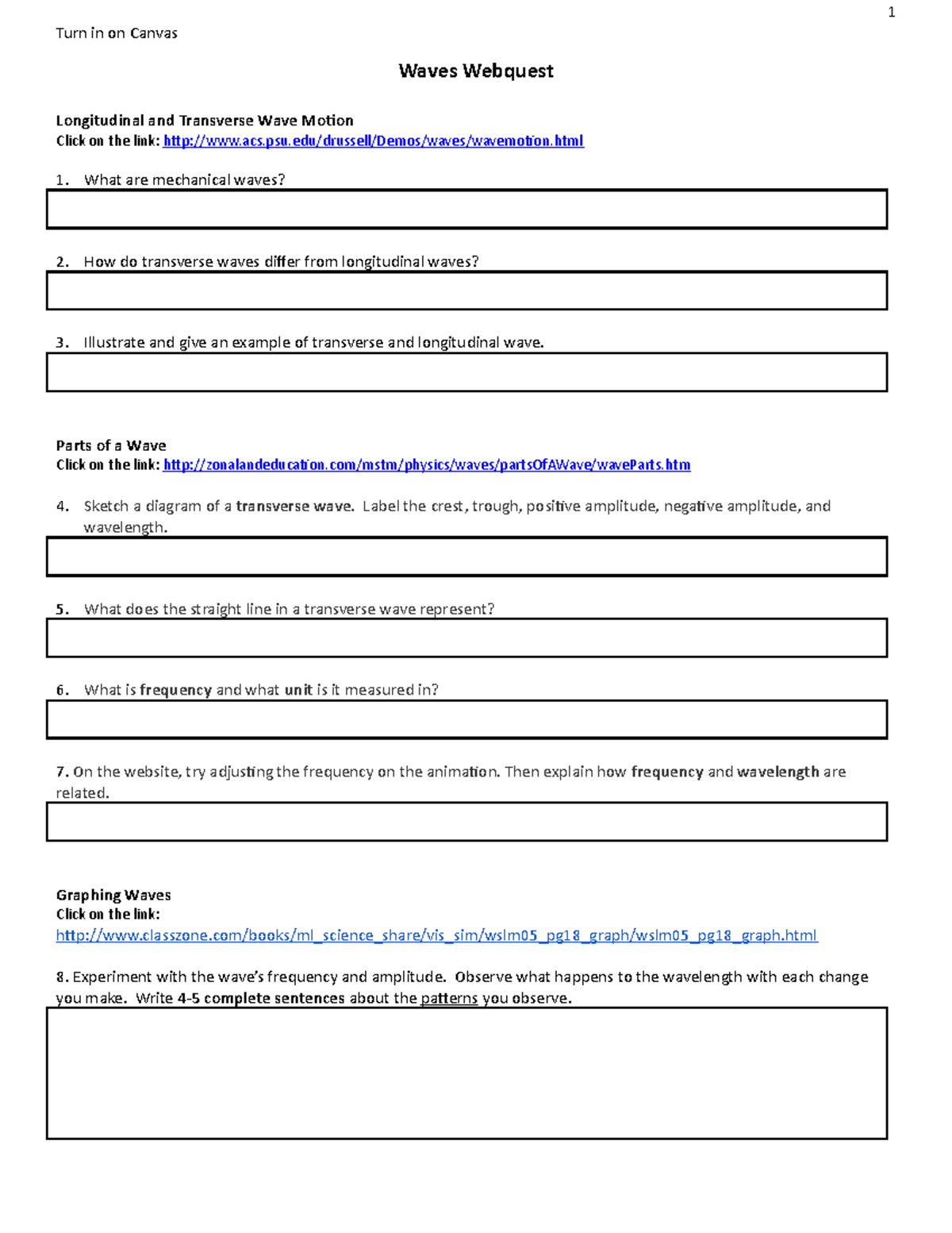 04 Waves Webquest - 1 Turn in on Canvas Waves Webquest Longitudinal and ...