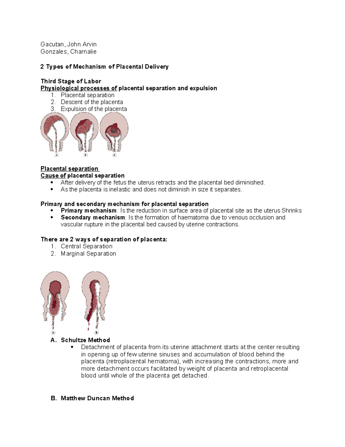 2 types or mechanism of placental delivery - Gacutan, John Arvin ...