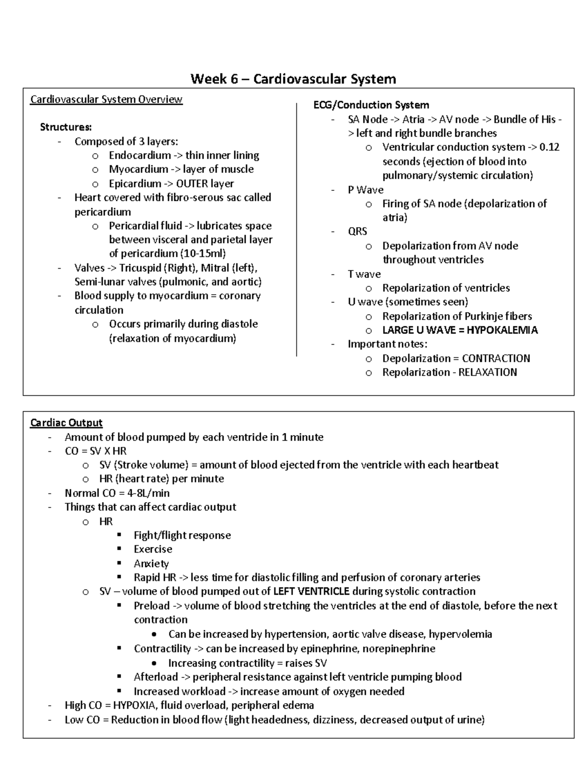 WK6 Heart - Week 6 – Cardiovascular System Cardiovascular System ...