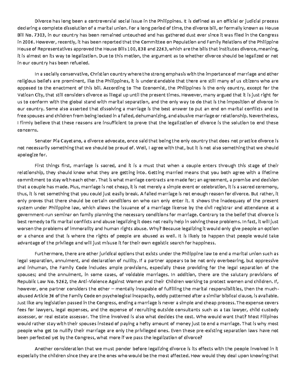 Debate negative Divorce has long been a controversial social issue in