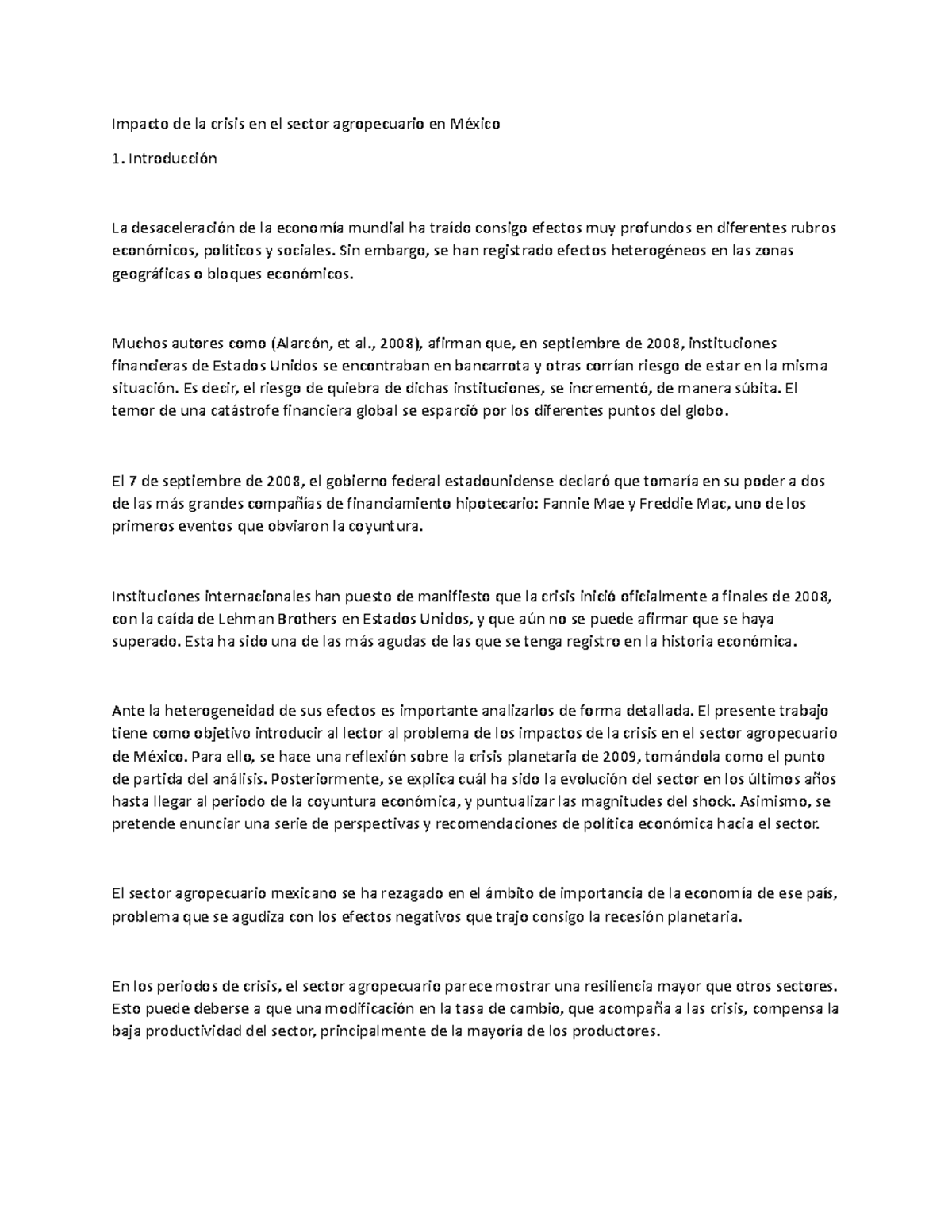 Impacto de la crisis en el sector agropecuario en México - Impacto de ...