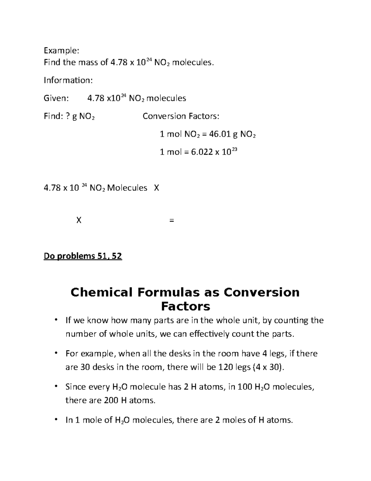 CH.6-Chemical Formulas as Conversion Factors - Example: Find the mass ...