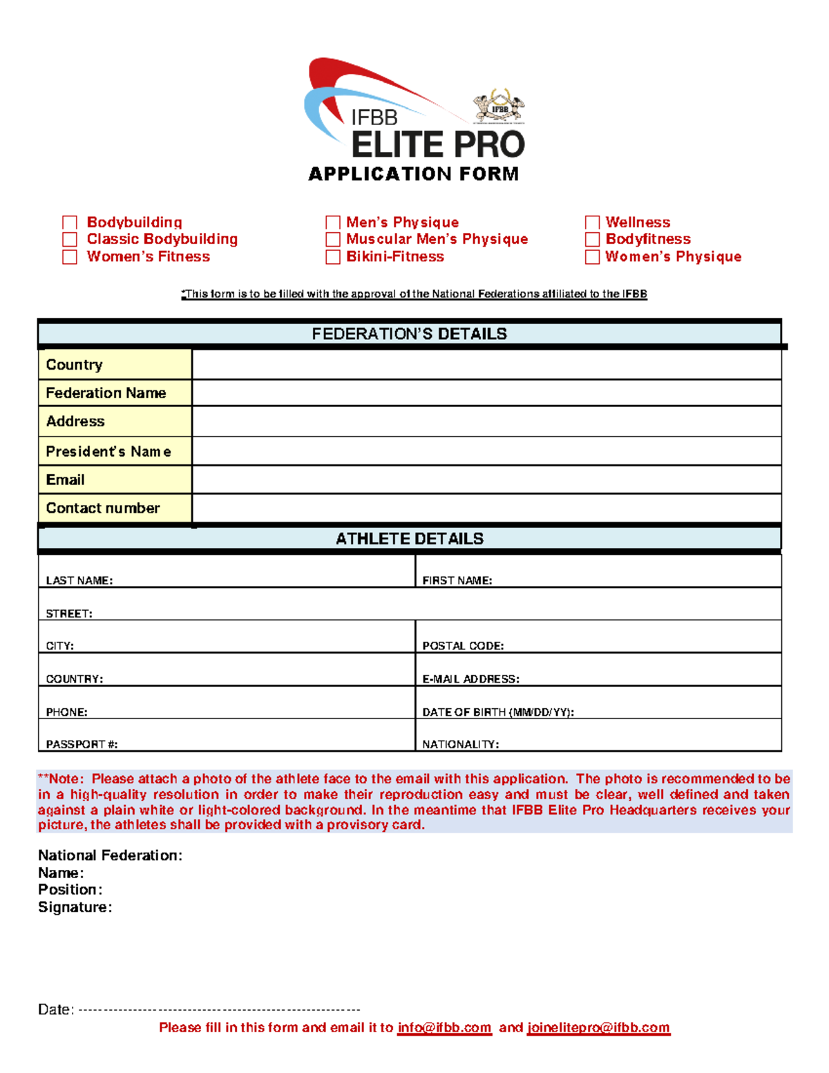2017 NF IFBB Elite Pro Application 2017 - Please fill in this form and ...