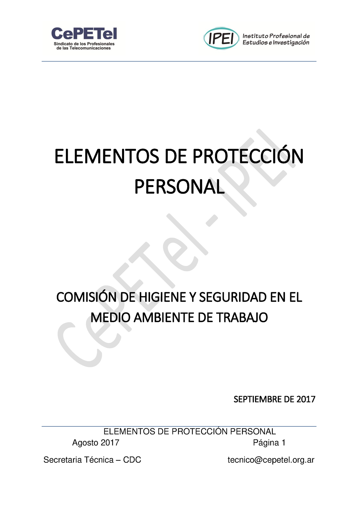 Elementos De Proteccion Personal - ELEMENTOS DE PROTECCIÓN PERSONAL ...