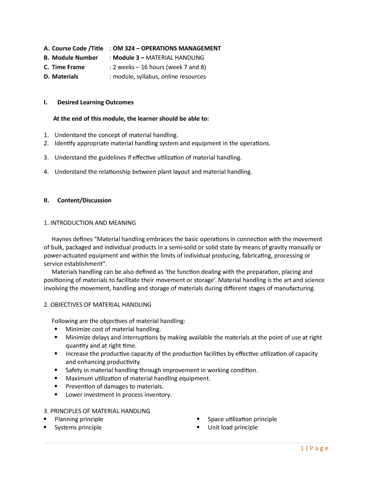 Module-3-om - Fdfdf - A. Course Code  Title : Om 324 – Operations 