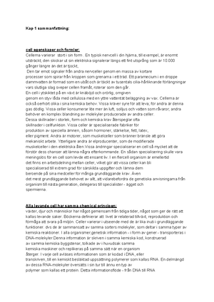 Essential cell Biology samman fattning hela kursen - Kap 1 ...