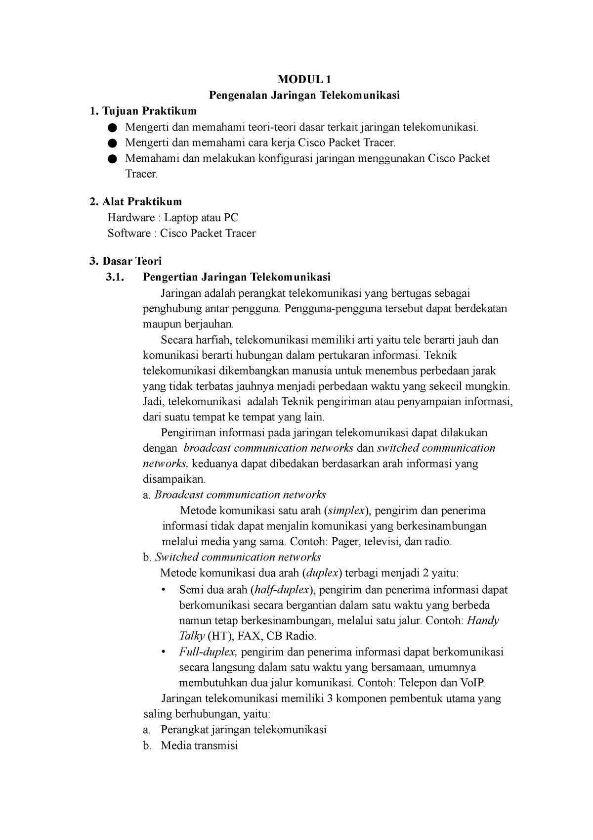 Modul 1 Reguler - Materi Jaringan - MODUL 1 Pengenalan Jaringan ...