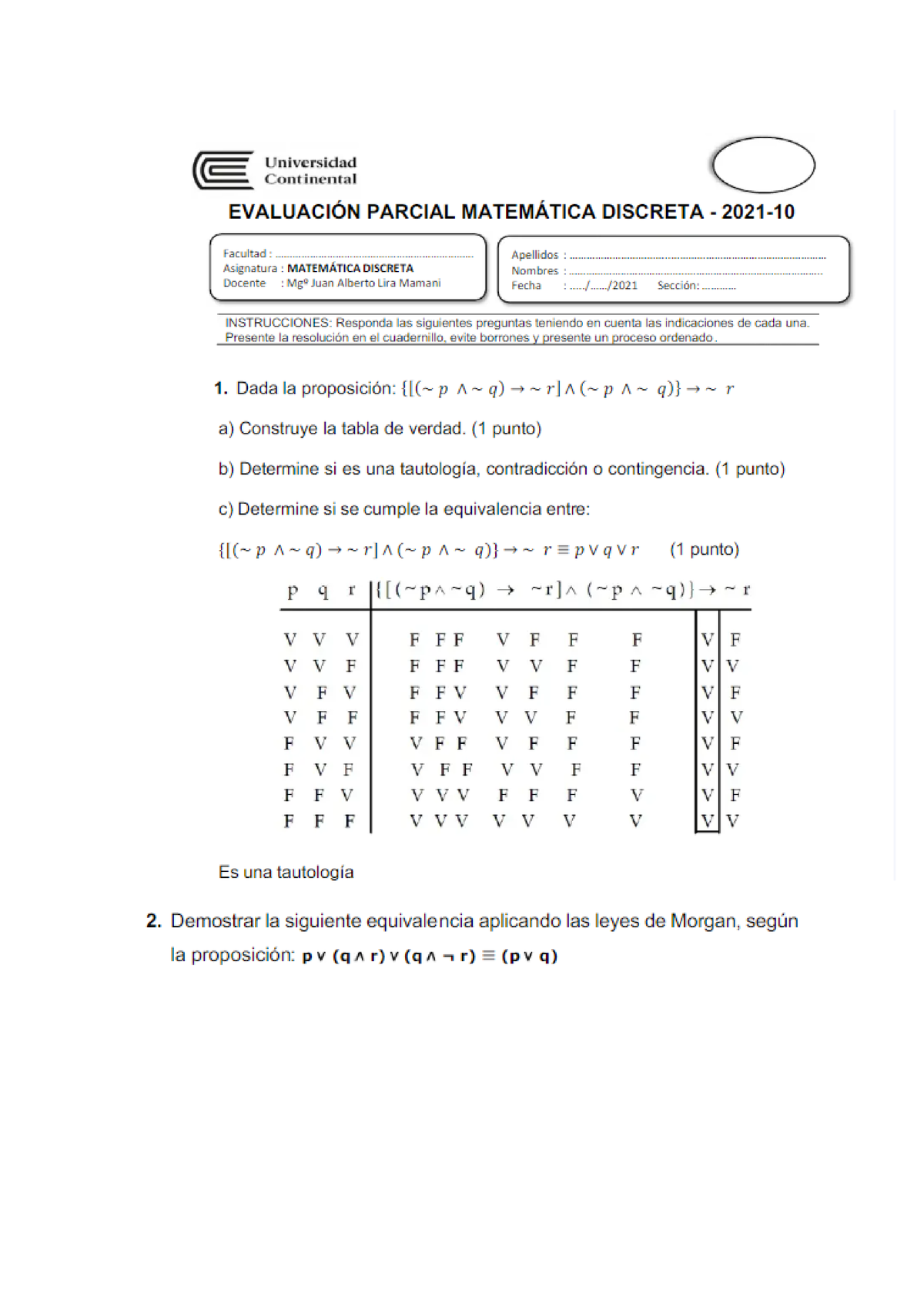 Evaluacion Parcial- Matematica Discreta - Studocu