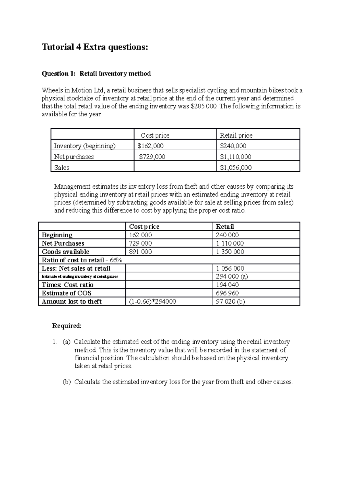 Tutorial 4 Extra Question Semester 2 2021 - ACCT10002 - Unimelb - Studocu