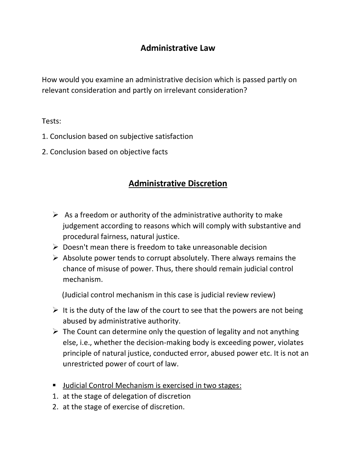 Adminstrative Discretion - Administrative Law How Would You Examine An ...