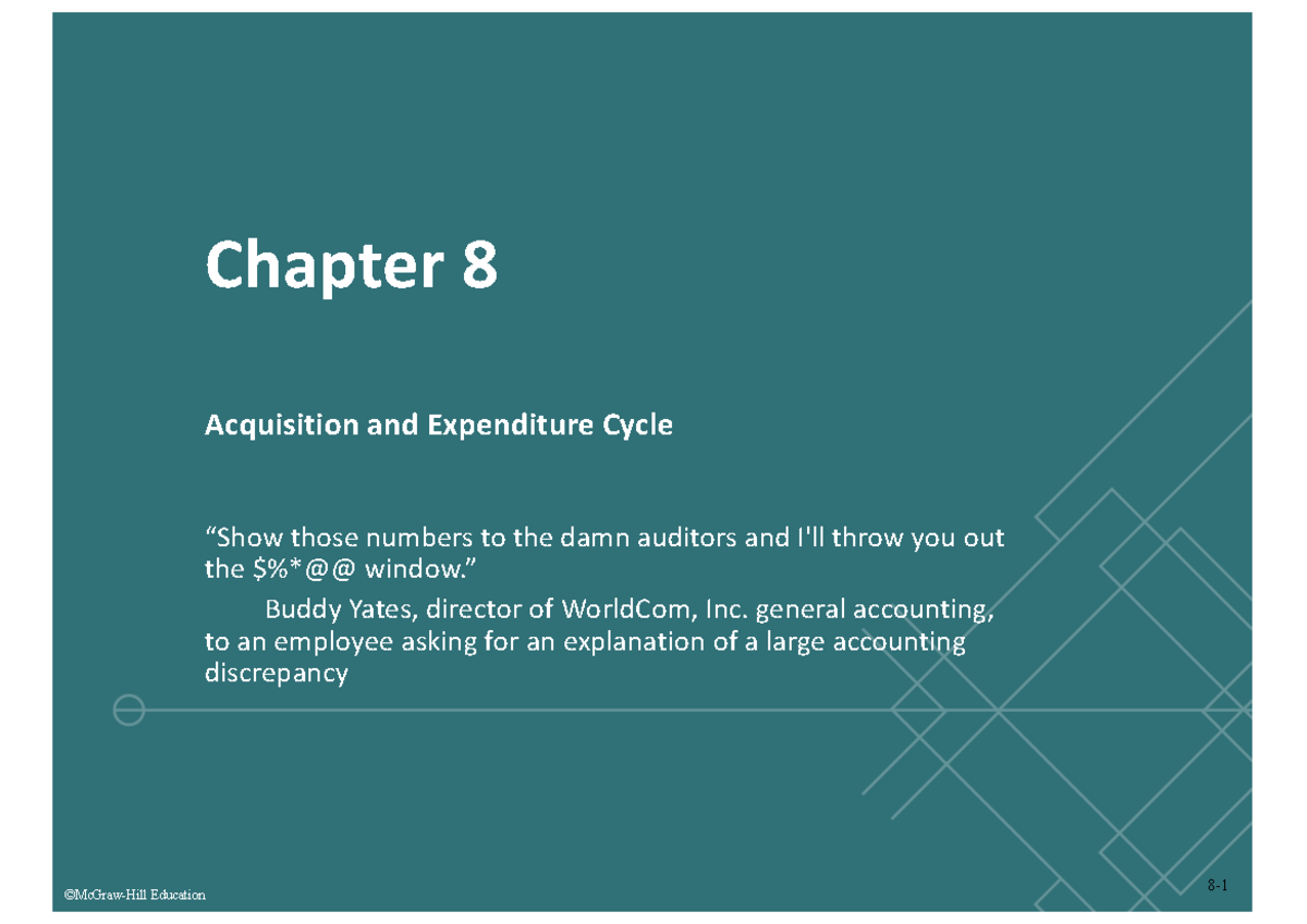 Chapter 8 Lecture Notes - ©McGraw-Hill Education Chapter 8 Acquisition ...