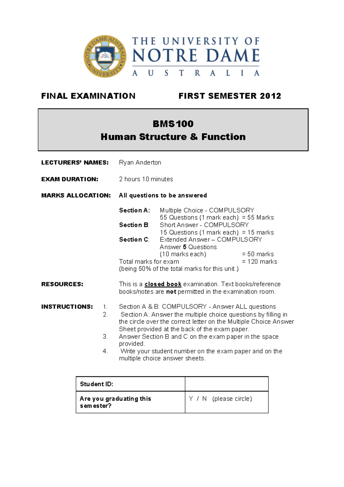 Sample/practice exam 7 November 2016, questions - FINAL EXAMINATION ...