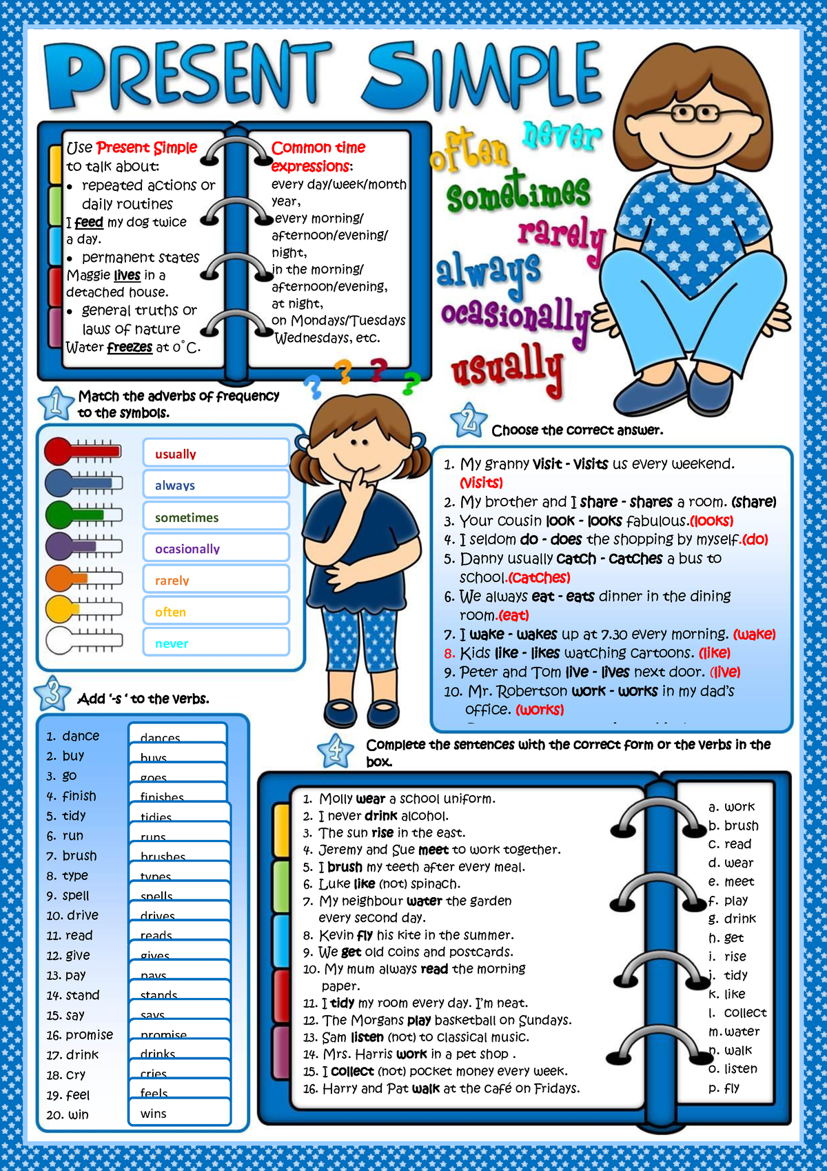 Latihan 1 simple present T - Use Present Simple to talk about: repeated ...