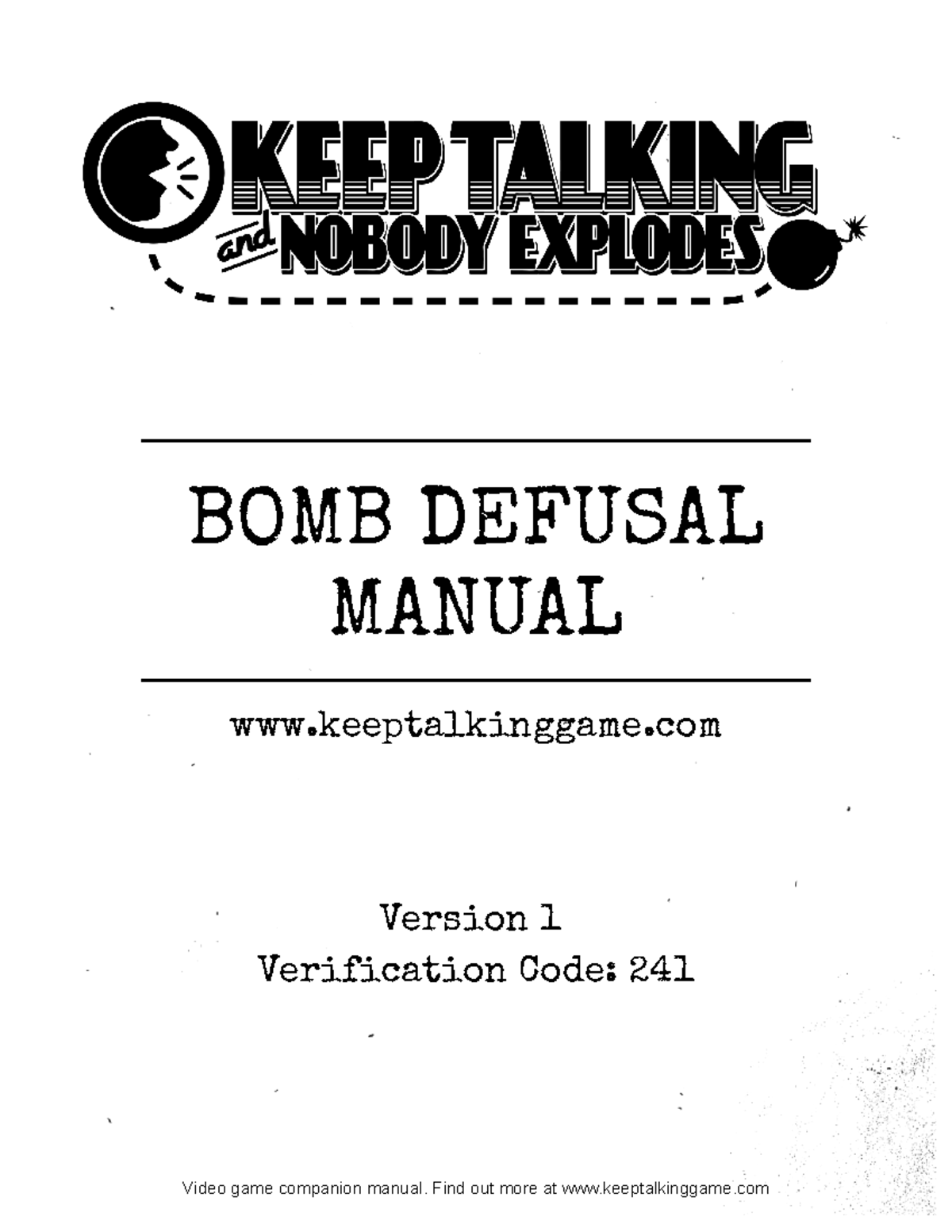 Keep Talking And Nobody Explodes Manual Keep Talking And Nobody Explodes-Bomb Defusal Manual-v1 - BOMB DEFUSAL
