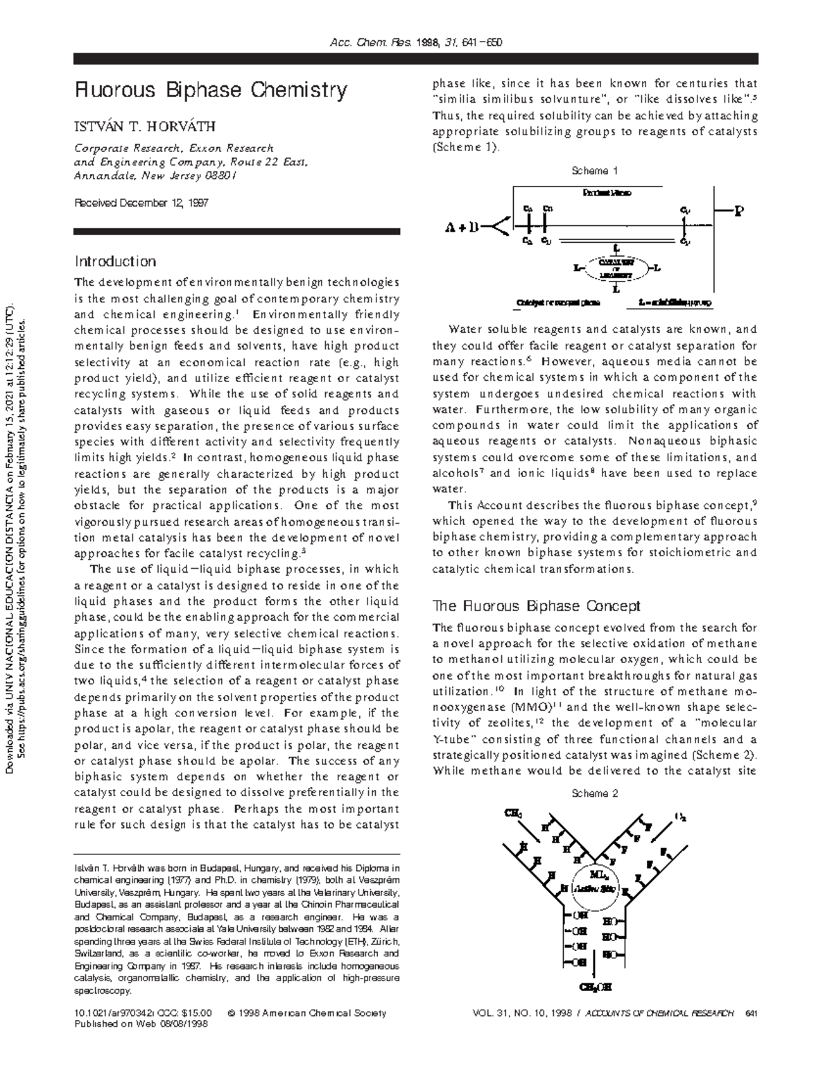 Bipahse solevntes fluor - Fluorous Biphase Chemistry ISTVAÄ N T. HORVAÄ ...