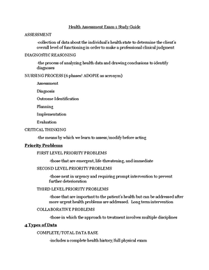 Health Assessment Exam 2 Study Guide - Studocu